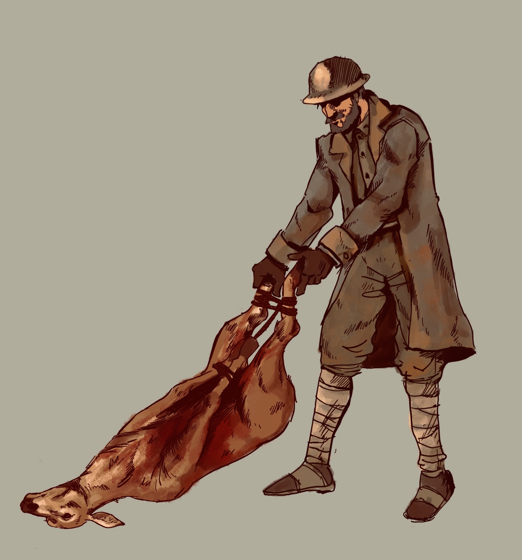 Soldier dragging a non-storable resource (deer)