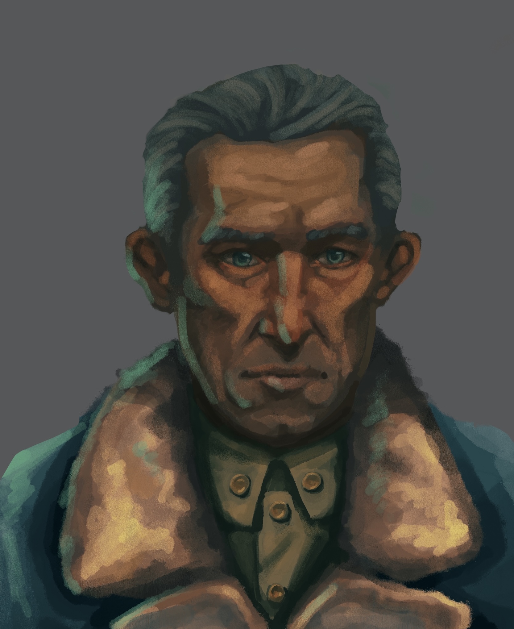 Close up of the seasoned officer